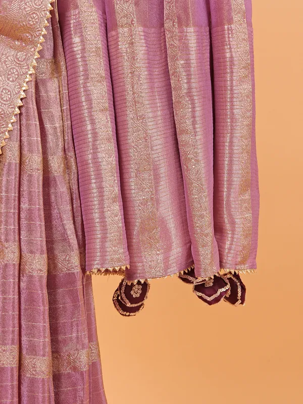 Purple wedding wear saree in soft organza