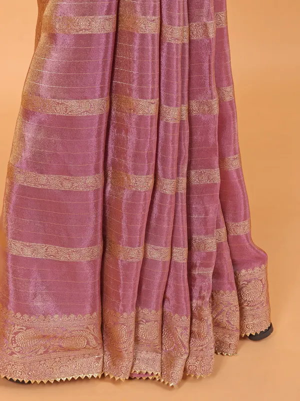 Purple wedding wear saree in soft organza