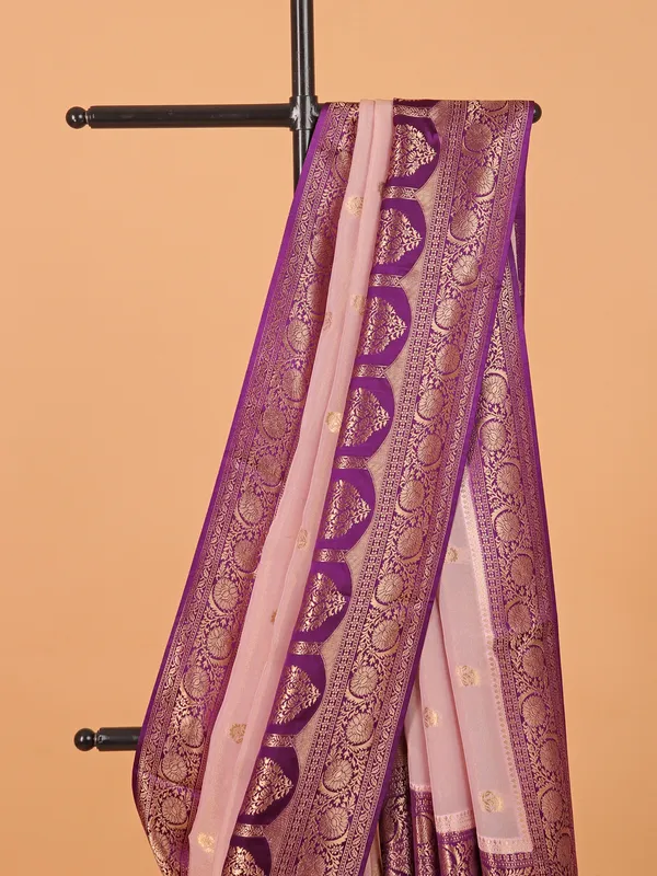Purple zari weaving wedding wear saree