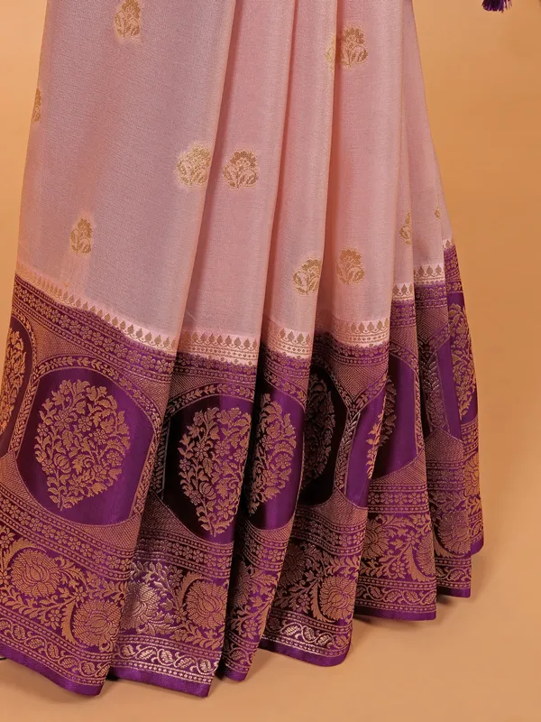 Purple zari weaving wedding wear saree