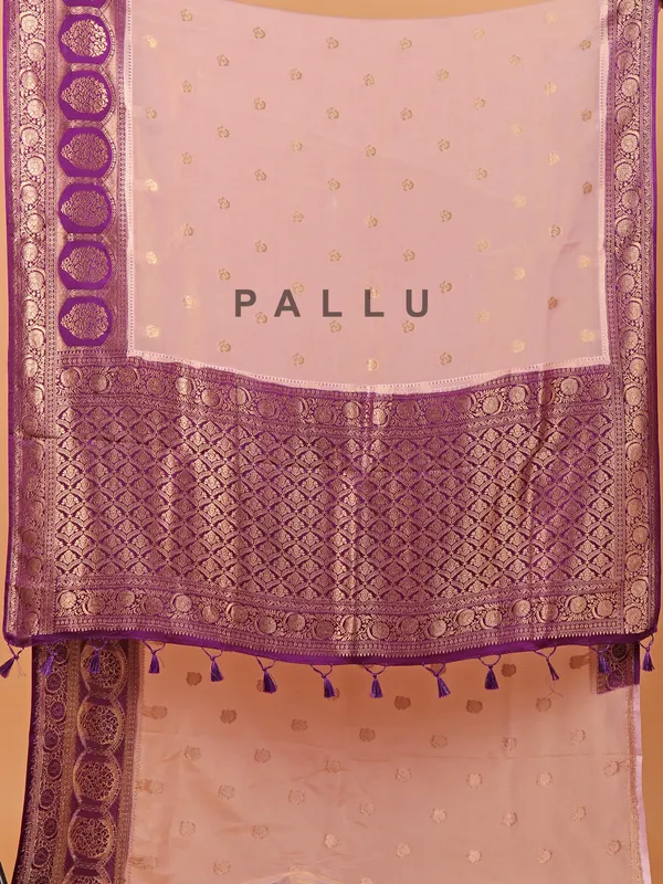 Purple zari weaving wedding wear saree