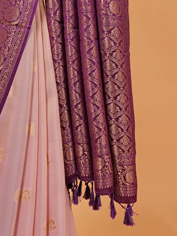 Purple zari weaving wedding wear saree