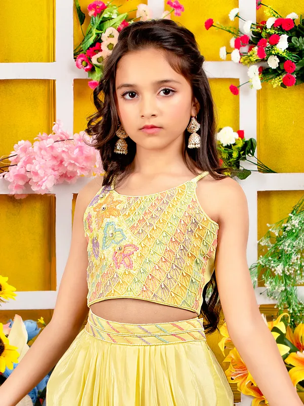 Radiant yellow designer crepe silk indowestern suit