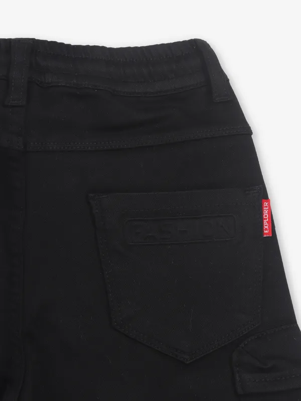 RAGS black solid cargo jeans for boys