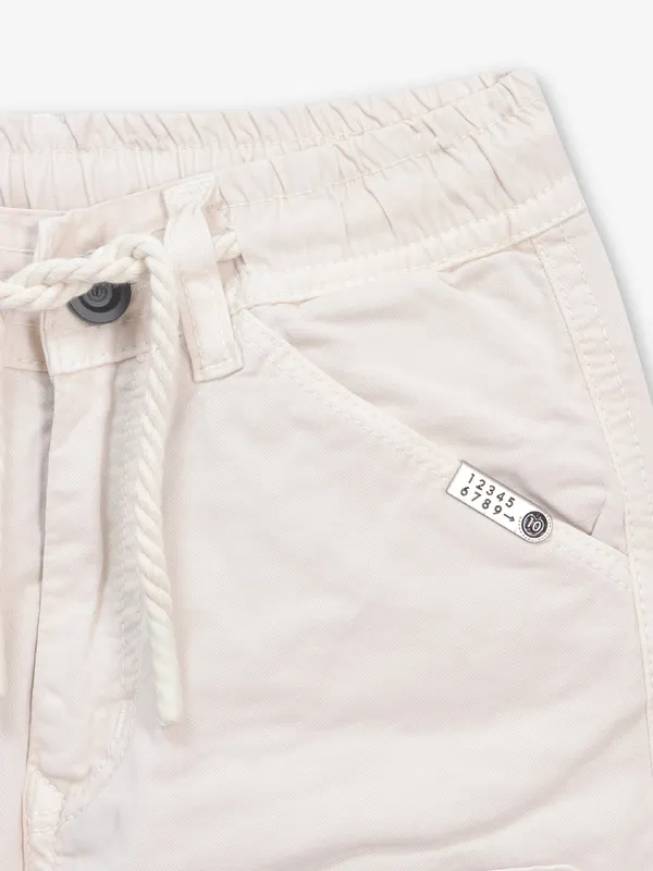 RAGS cream solid cargo jeans