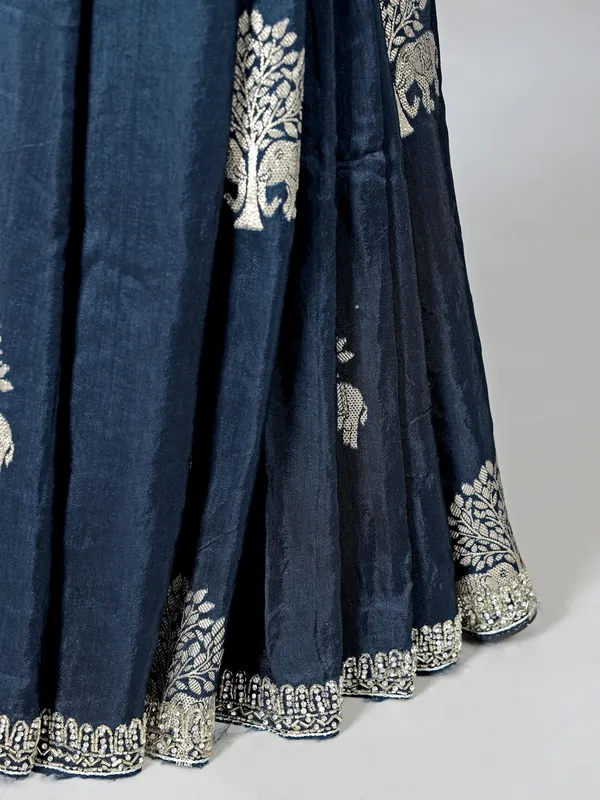 Rama blue and green shaded dola silk saree