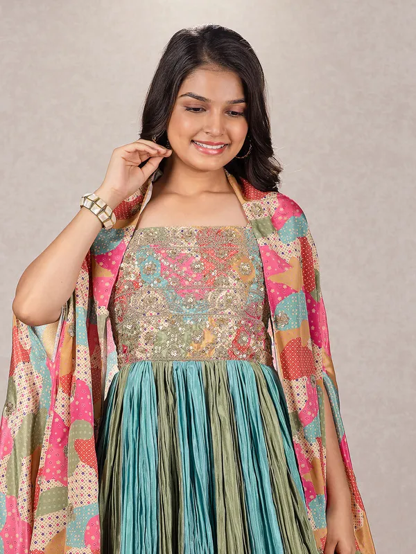 Rama blue and green silk gown