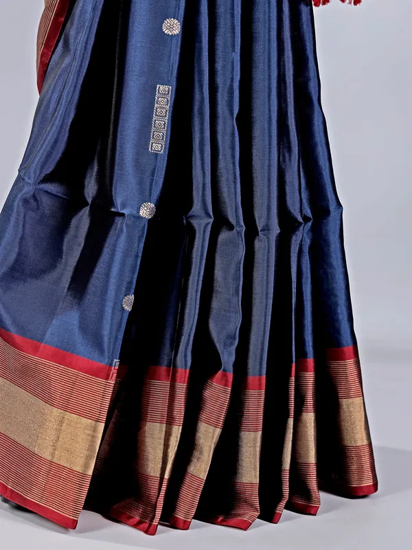 Rama blue banglori silk saree with intricate zari weave
