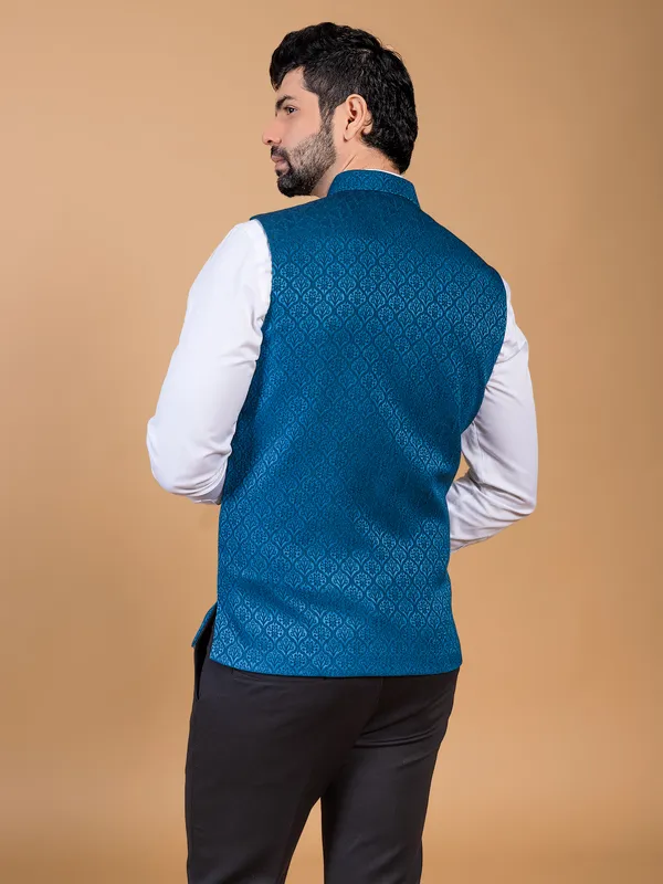 Rama blue embroidery silk waistcoat