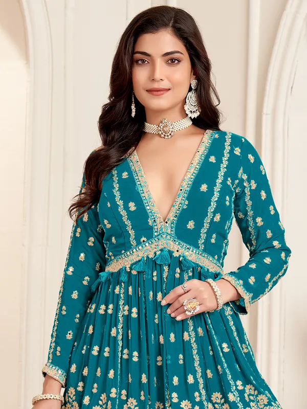Rama blue georgette pakistani palazzo Suit