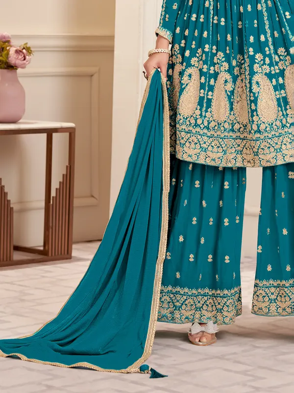 Rama blue georgette pakistani palazzo Suit