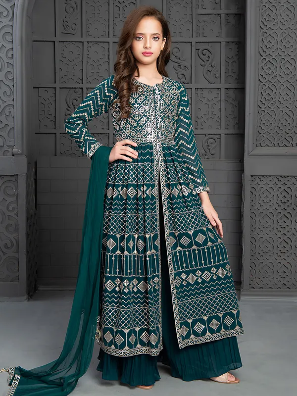 Rama blue georgette palazzo suit for weddings