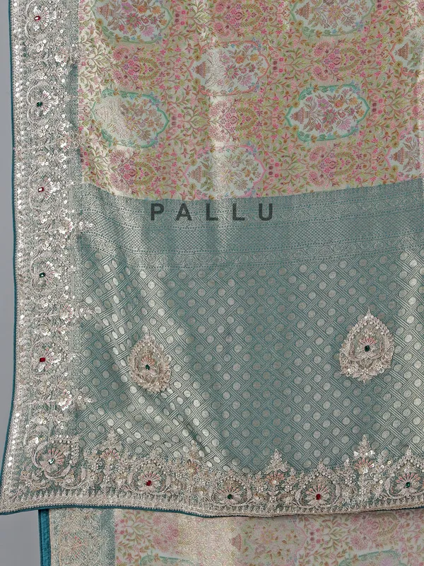 Rama blue kanjivaram silk saree