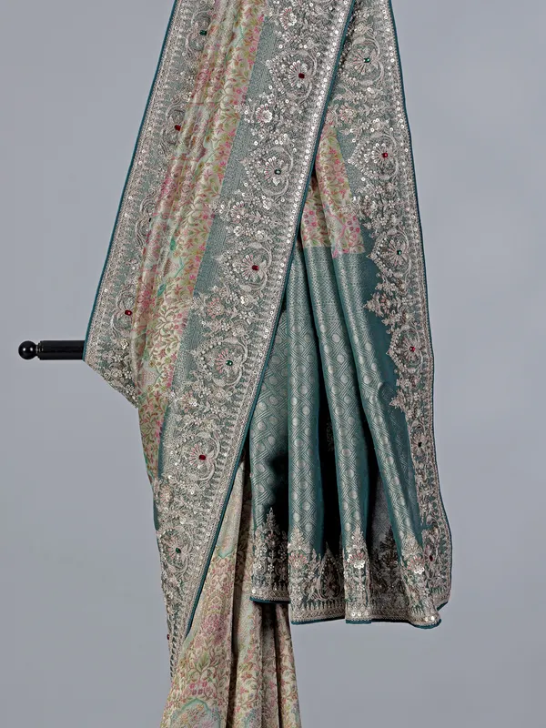 Rama blue kanjivaram silk saree