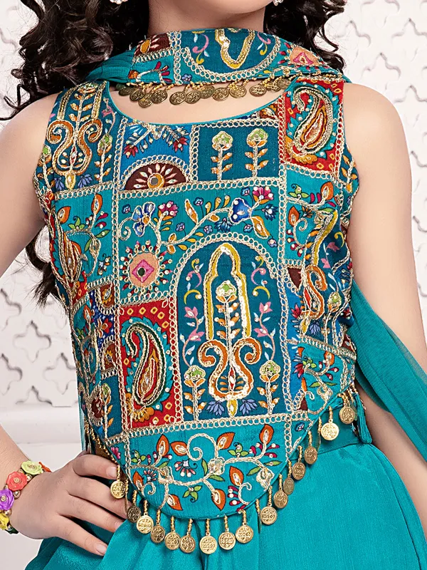 Rama blue palazzo salwar suit in silk