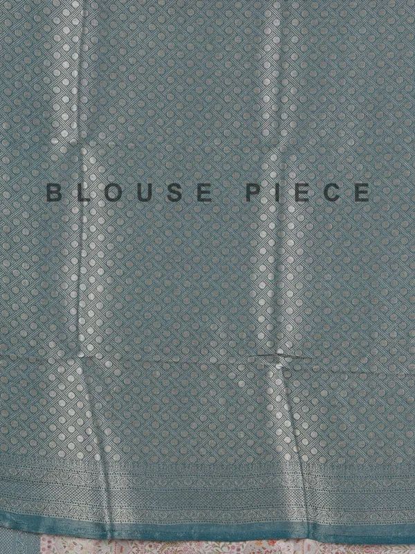 Rama blue shimmer dola silk saree with floral detailing