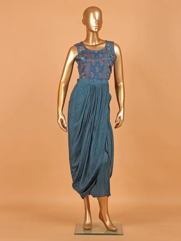 Rama blue silk jacket style designer suit