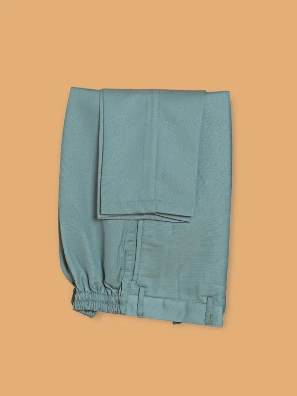 Rama blue silk jacket style waistcoat set for men