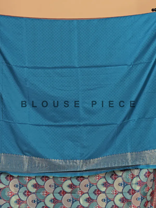 Rama blue silk wedding wear saree