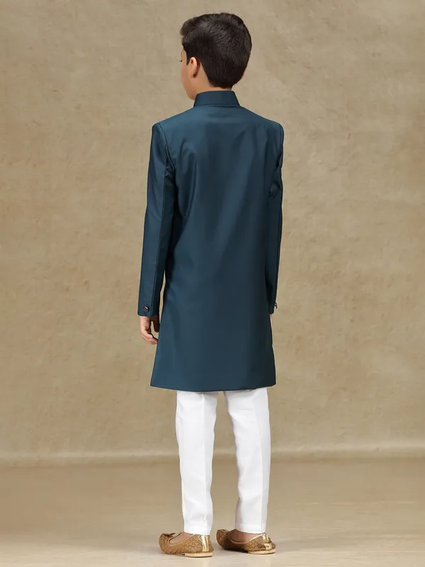 Rama blue terry rayon wedding wear indowestern