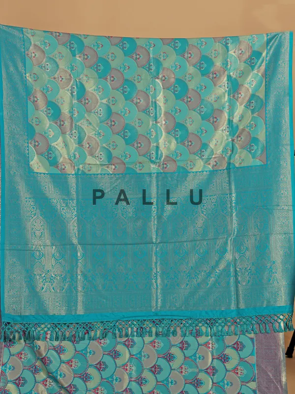Rama blue wedding grace silk saree