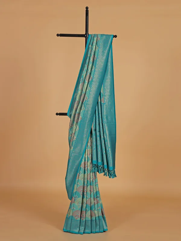 Rama blue wedding grace silk saree