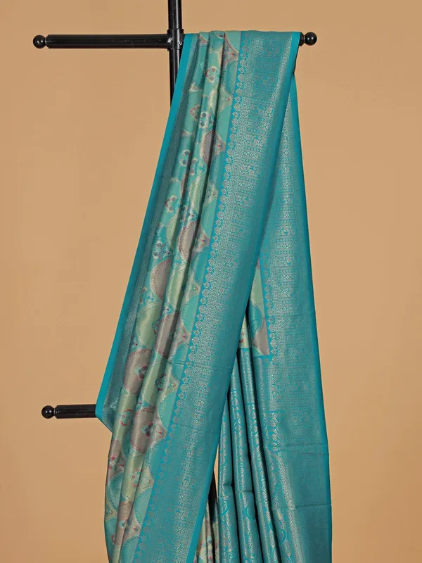 Rama blue wedding grace silk saree