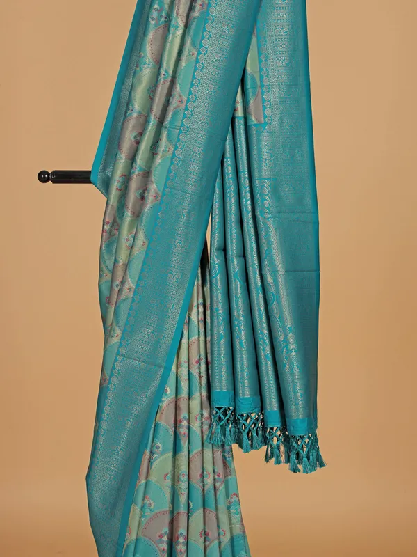 Rama blue wedding grace silk saree