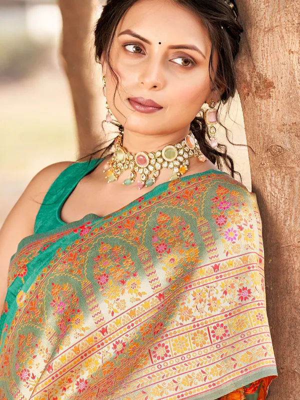 Rama geen self weaving saree