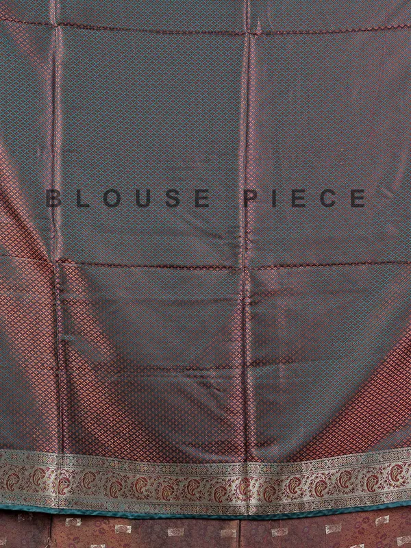 Rama green and brown art silk saree with zari weaving