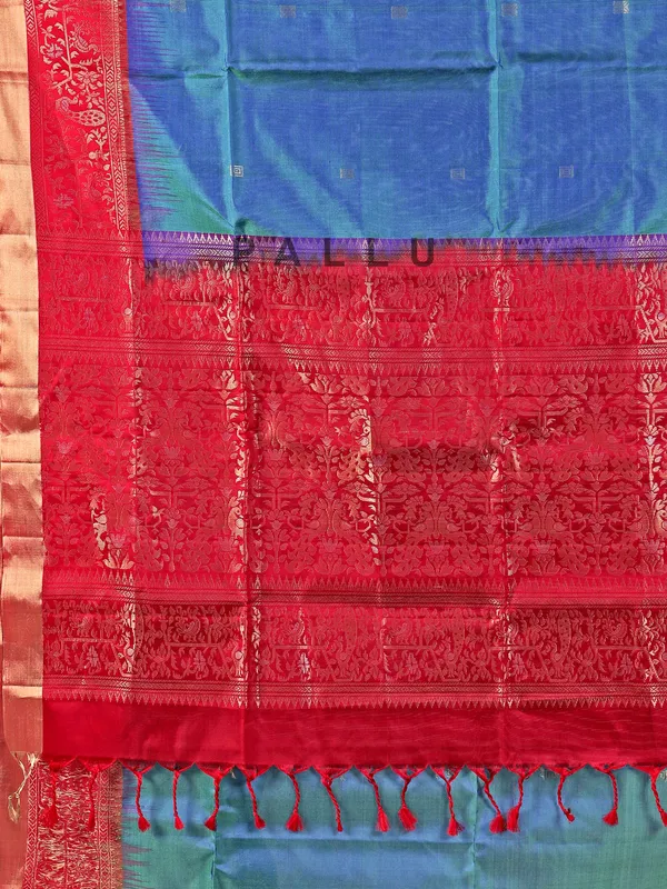 Rama green banglori silk saree with zari detailing