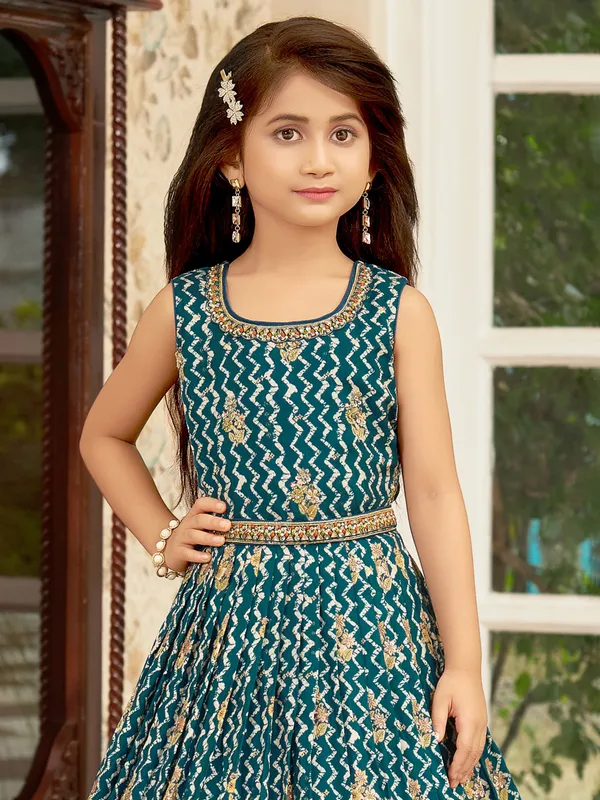 Rama green cotton printed gown