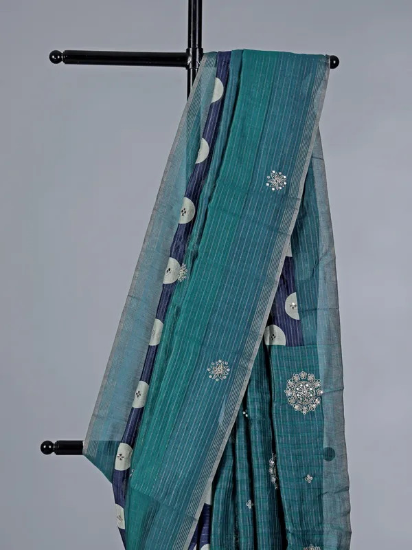 Rama green cotton silk saree for wedding wear