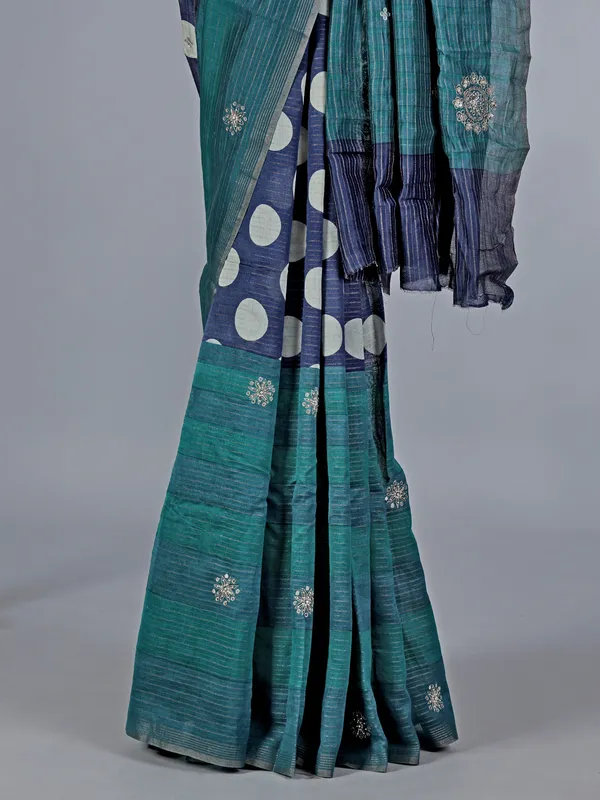 Rama green cotton silk saree for wedding wear