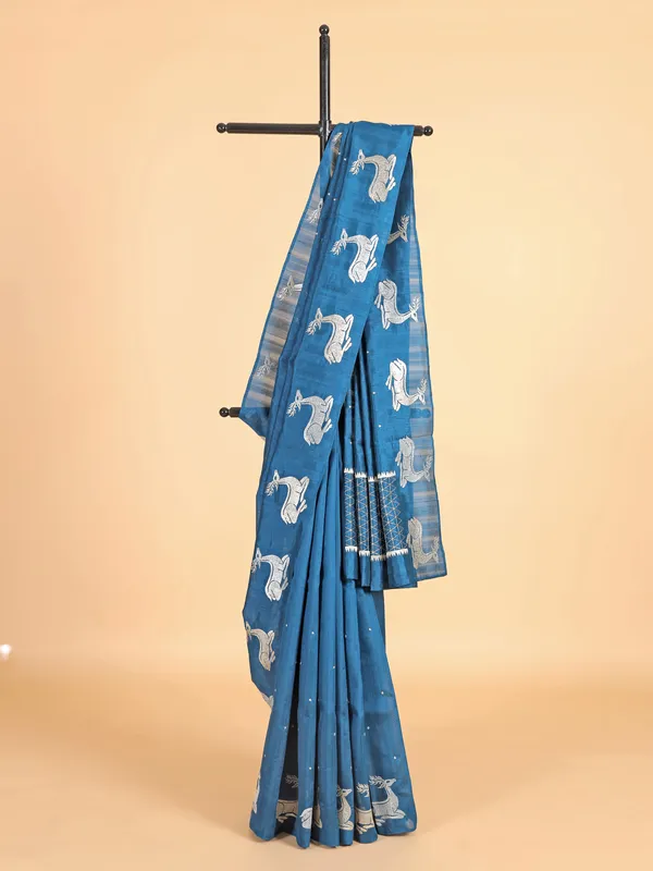 Rama green cotton silk saree for women