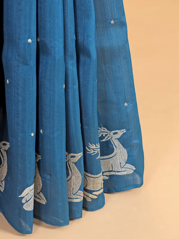 Rama green cotton silk saree for women