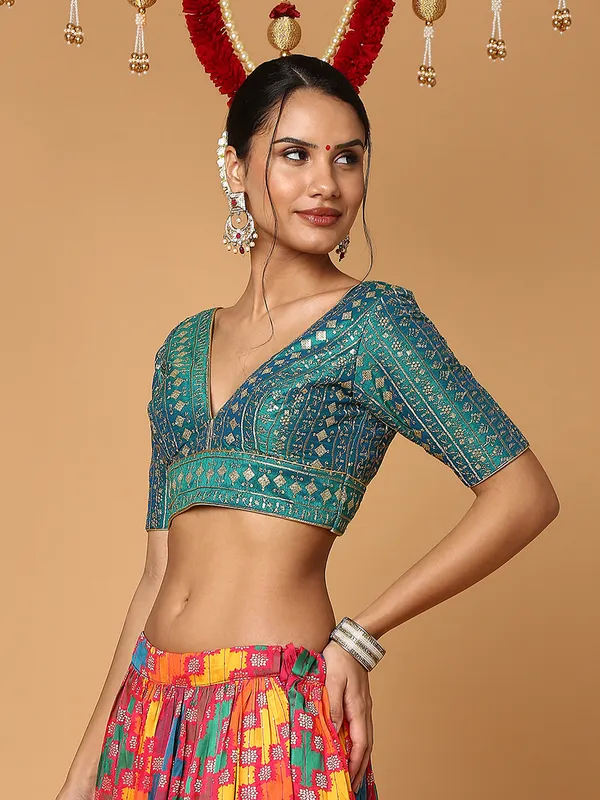 Rama green embroidery blouse