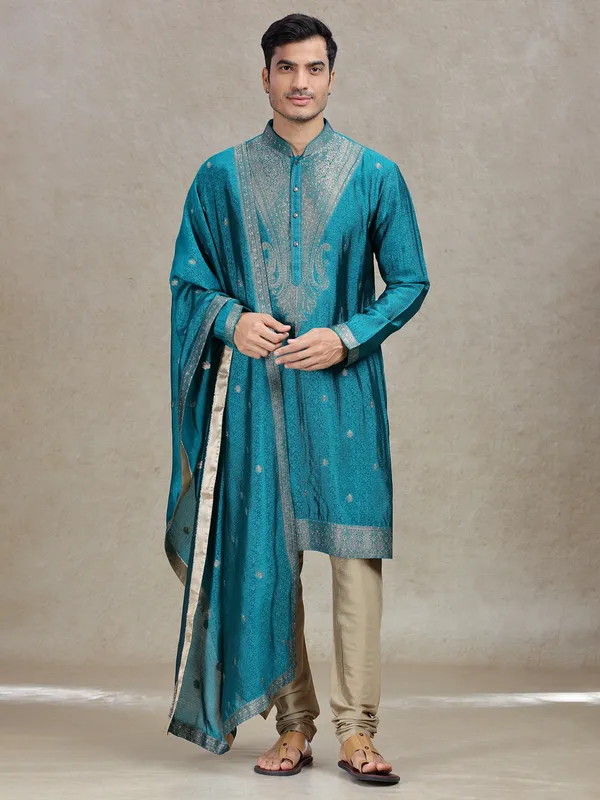 Rama green enchanting elegance mens kurta suit