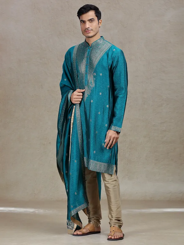 Rama green enchanting elegance mens kurta suit