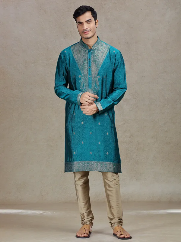 Rama green enchanting elegance mens kurta suit