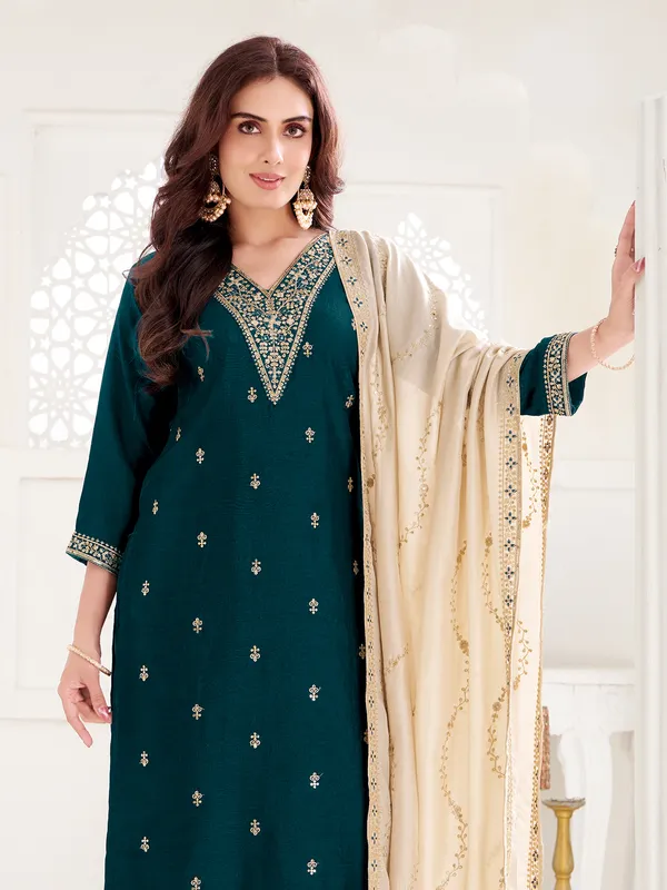 Rama green festive salwar suit ensemble