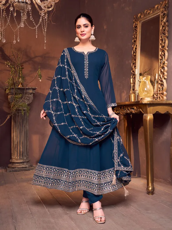 Rama green festive salwar suit for wedding