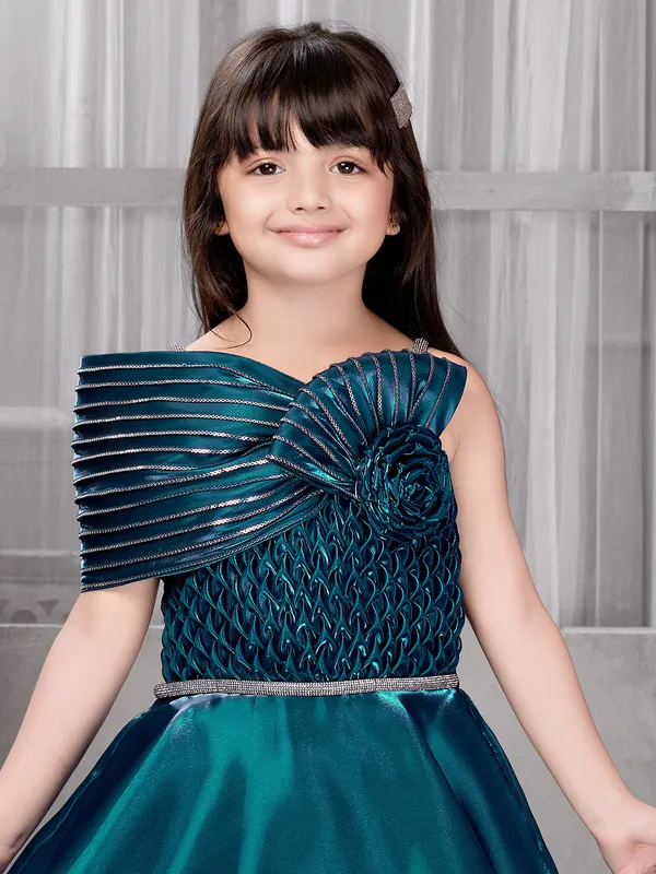 Rama green frock with diamonds for girls