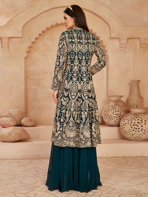 Rama green georgette jacket style suit for weddings