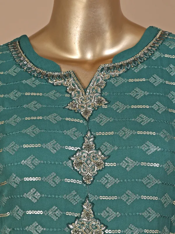 Rama green hue georgette palazzo suit