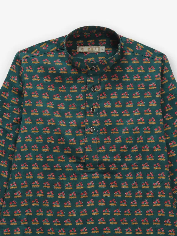 Rama green kurta suit in cotton