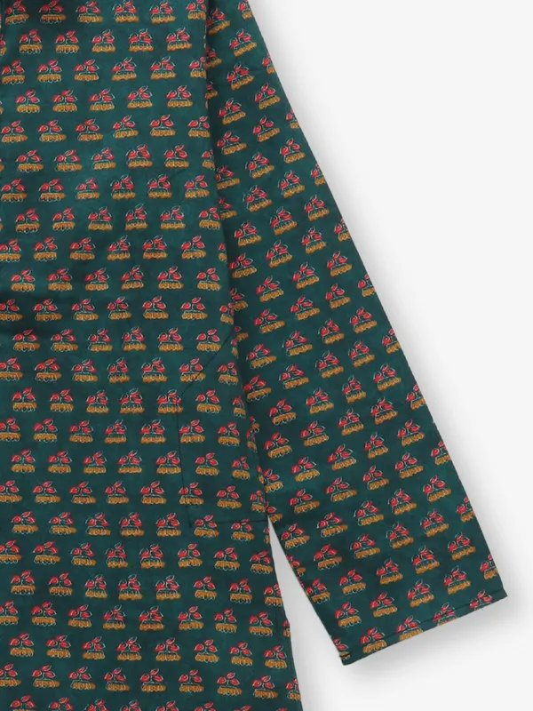 Rama green kurta suit in cotton