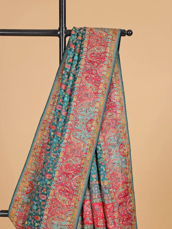 Rama green masru silk wedding wear saree