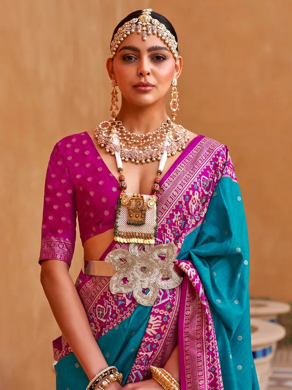 Rama green patola silk saree