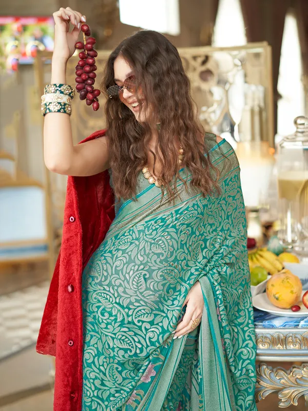 Rama green printed in georgette